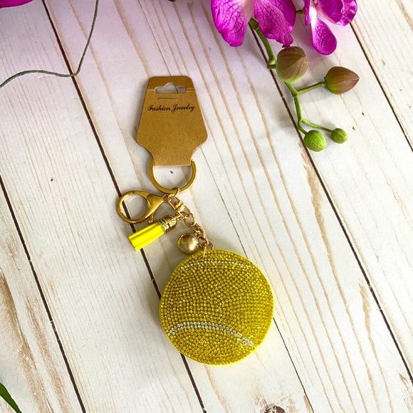 Accessories - Rhinestone Tennis Ball Keychain